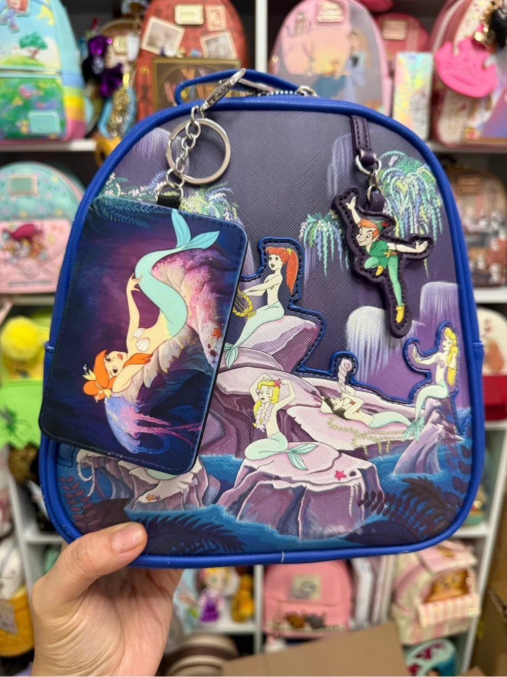 Peter Pan Mermaid Disney Card Holder with Keychain - Blue